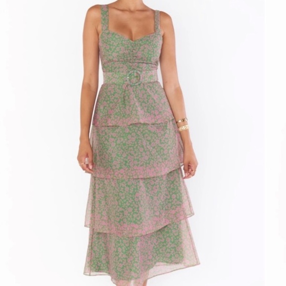 Pink and Green Show me Your Mumu belted maxi dress - Picture 1 of 4